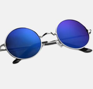 UV Protection, Mirrored Round Sunglasses (50) (For Boys & Girls, Blue)